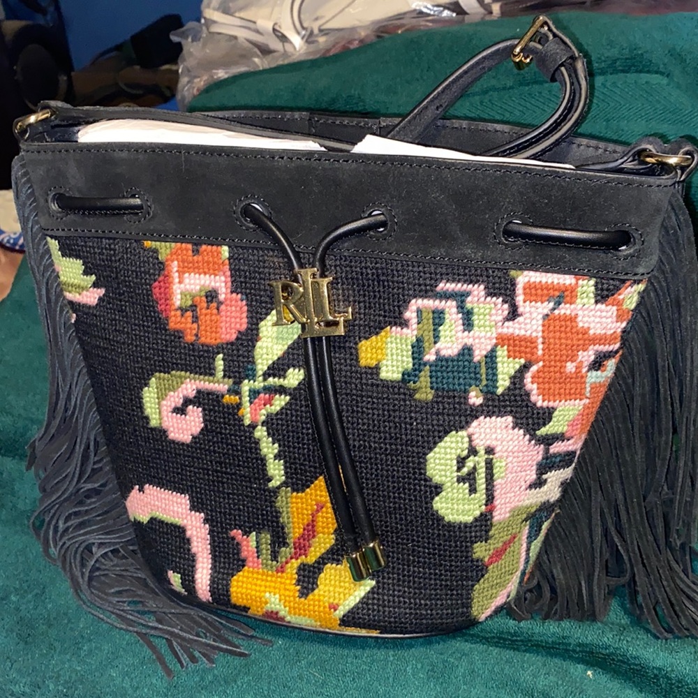 Ralph Lauren flower purse with bag storage! BRAND NEW WITH TAG